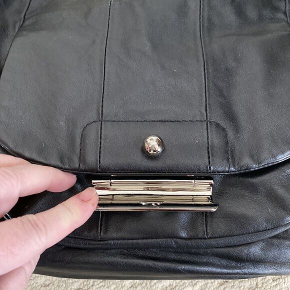 COACH Kristin New York Black Leather Satchel Shoulder Bag Purse Silver Hardware - Picture 8 of 12